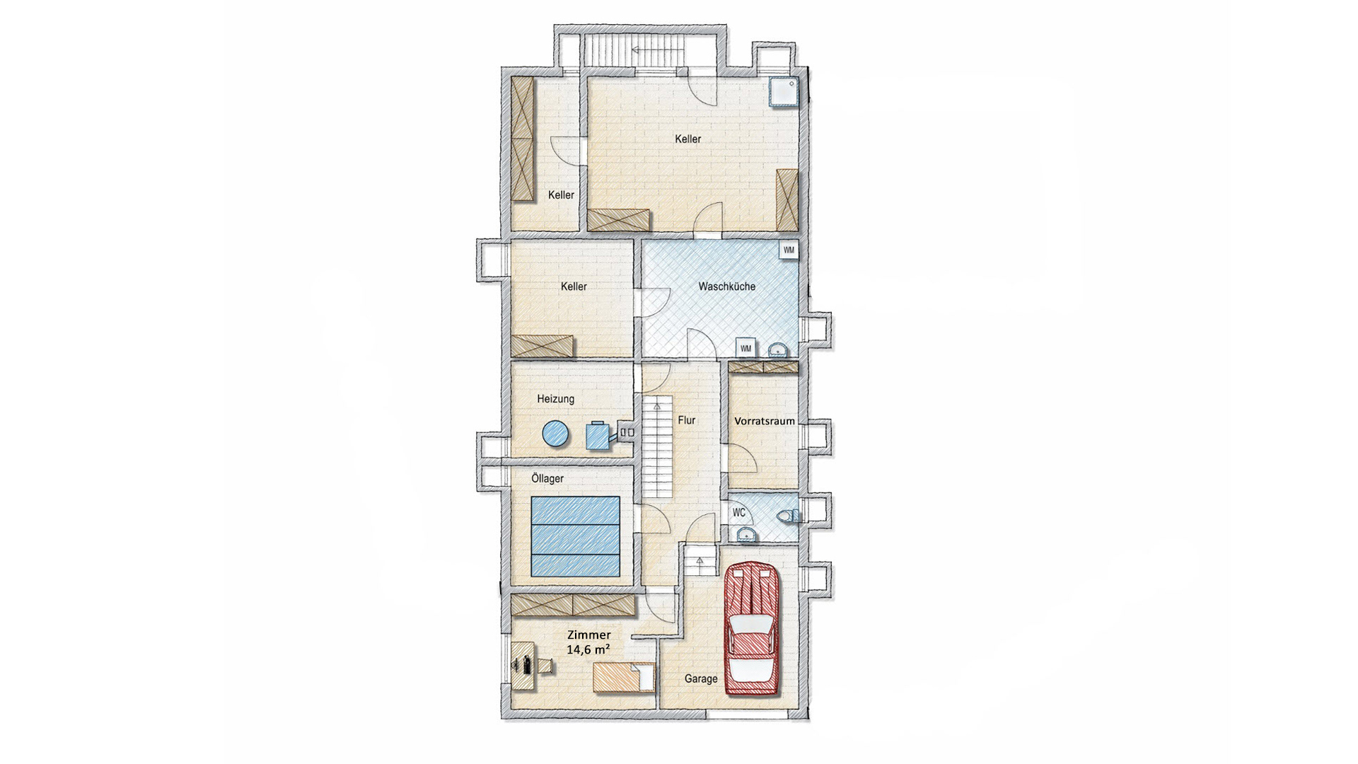Morsbach-Holpe: Ruhige, ungestörte Ortsrandlage, Grundriss UG: 92 m² Nutzfläche